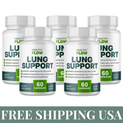 Healthy Flow Lung Support Formula Dietary Supplement - 60 Capsules USA 5(pack)