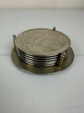 Vintage Etched Silver Plated Coasters | Holde...