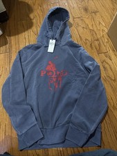 Polo Ralph Lauren Men Big Pony 67 Faded Navy Fleece Pullover Hoodie Medium New
