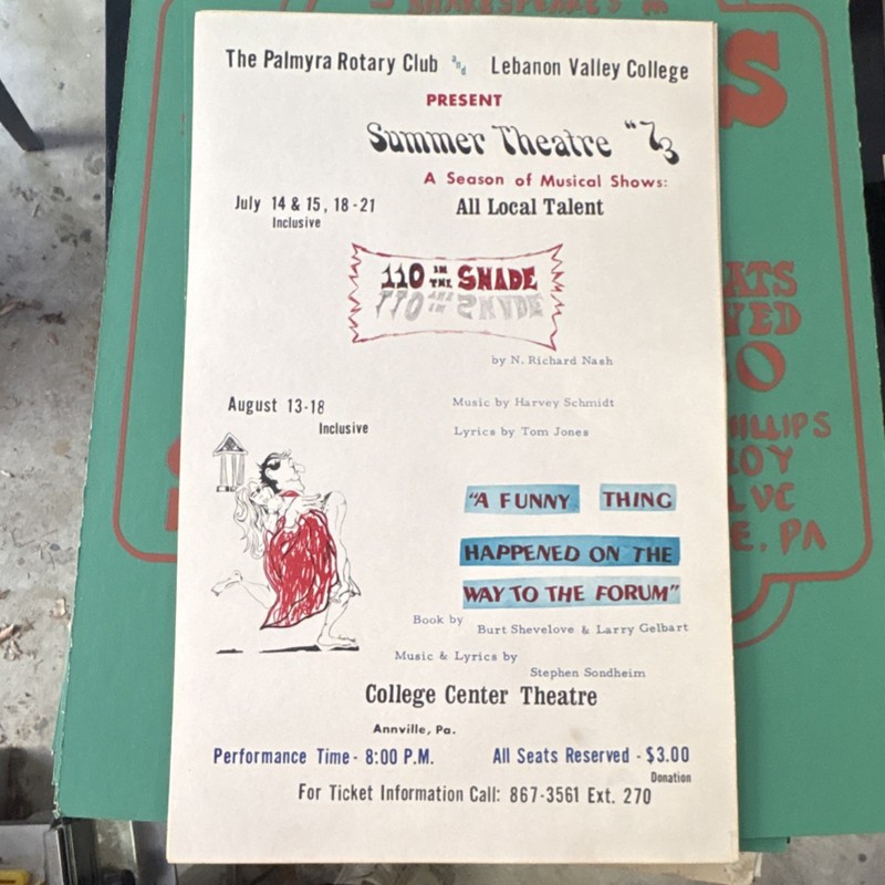 Lebanon Valley College Summer Theatre '73 110 in the Shade & Funny Thing Forum