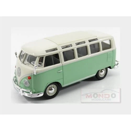 1:25 Maisto Volkswagen T1 Samba Minibus 1962 Very Light Green White MI31956LGR M - Immagine 2 di 2