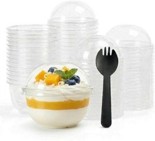 8oz Clear Plastic Dessert Cups with Dome Lids and Spoons 20 Pack
