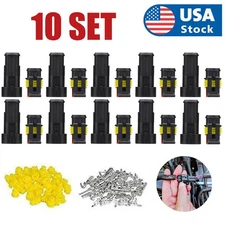 10PCS 2Pin Way Car Waterproof Male Female Electrical Connector Plug Wire Kit Set