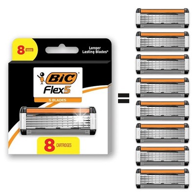 BIC Flex 5 Men's 5 Blade Razor Cartridge Refills 8-Pack Refill Cartridges 5
