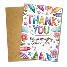 Teacher Thank You Card, Thank You for an Amazing School Year Appreciation Card,