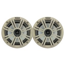Kicker 6.5" 195 Watt Max Power Marine Boat Audio Speakers Pair w/White Grilles
