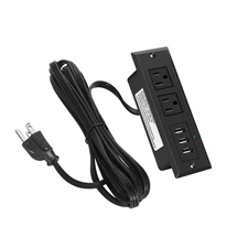 Furniture Recessed Power Strip, Black Desk Outlet with USB Ports, in Conferen...
