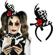 Mini Top Hat Headband with Feather Gothic Dark Style for Halloween and Costume