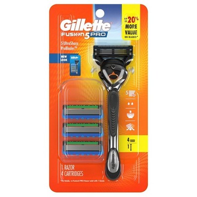GILLETTE FUSION 5 PROGLIDE RAZOR HANDLE WITH FLEXBALL + 4 REPLACEMENT CARTRIDGES