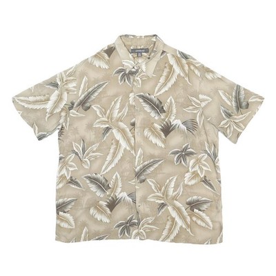 CROFT & BARROW Herren Beige Hawaihemd aus Rayon XL Tropical Print Knöpfe