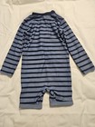 Carter's 3T Blue/Navy Striped Long Sleeve Zip Collared Fish One-Piece — photo 2