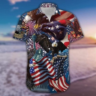 Patriot 4Th Of July Hawaiian Shirt American Flag Eagle Independence Day 