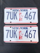 Vintage New York State License Plate Pair/Set Statue Of Liberty