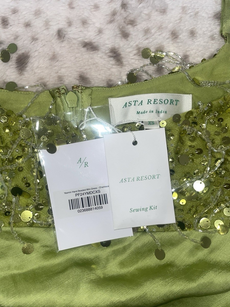 Asta Resort Yasmin Hand Beaded Satin Sequin Mini Dress Green XS Party | eBay Asta Resort Yasmin Hand Beaded Satin Sequin Mini Dress Green XS Party | eBay