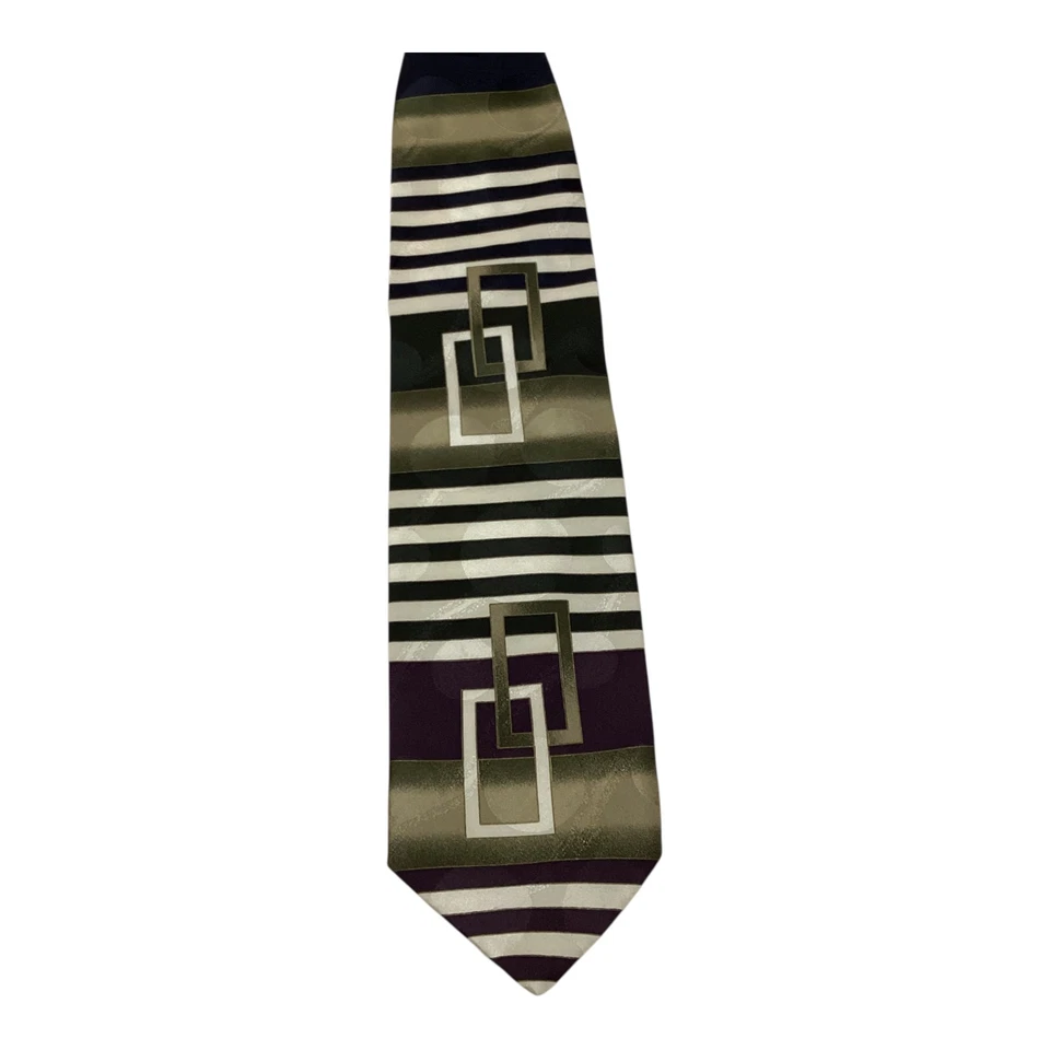 STEVE GORDON'S Mens Silk Necktie ITALY Designer STRIPED Multi-Color NWT $75 Rare - Image 2 of 3