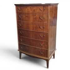 Mid Century Bow Front Chest Of 6 Drawers Tallboy Tall Chest Vintage Retro