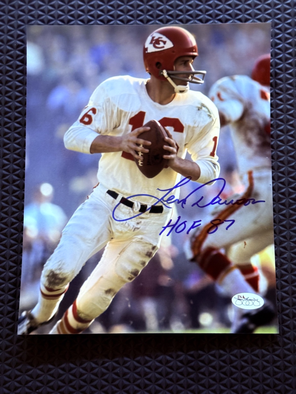 Len Dawson Autographed Signed Kansas City Chiefs 8x10 Photo Chiefs "HOF 87" JSA 