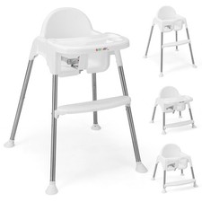 4-in-1 Convertible Baby High Chair Feeding with Removable Double Tray Footrest