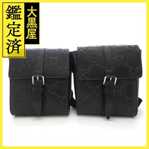 Gucci GG sac taille en relief avec pochette body bag cuir noir