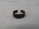 Vintage Sterling Silver Celtic Knot Design Band Style Toe Ring Adjustable #652