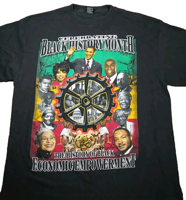 Black History T-shirt Men's Size 2XL Celebrating Progress Oprah Magic Obama
