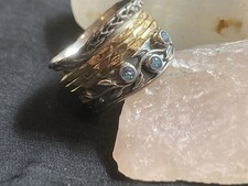 Blue Topaz Sterling Silver Two Time Spinner Ring - Sizes 9 2  and 10 1 