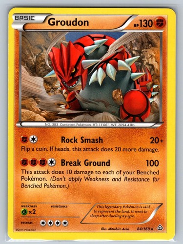 Groudon 84/160 Rare Primal Clash Pokemon Lightly Played