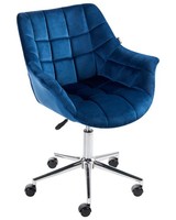 BüRostuhl Samt Marineblau Gepolstert HöHenverstellbar Drehbar Mit Armlehnen
