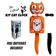 ORANGE HARVEST KIT CAT CLOCK 15.5" Free Battery MADE IN USA Kit-Cat Klock NEW