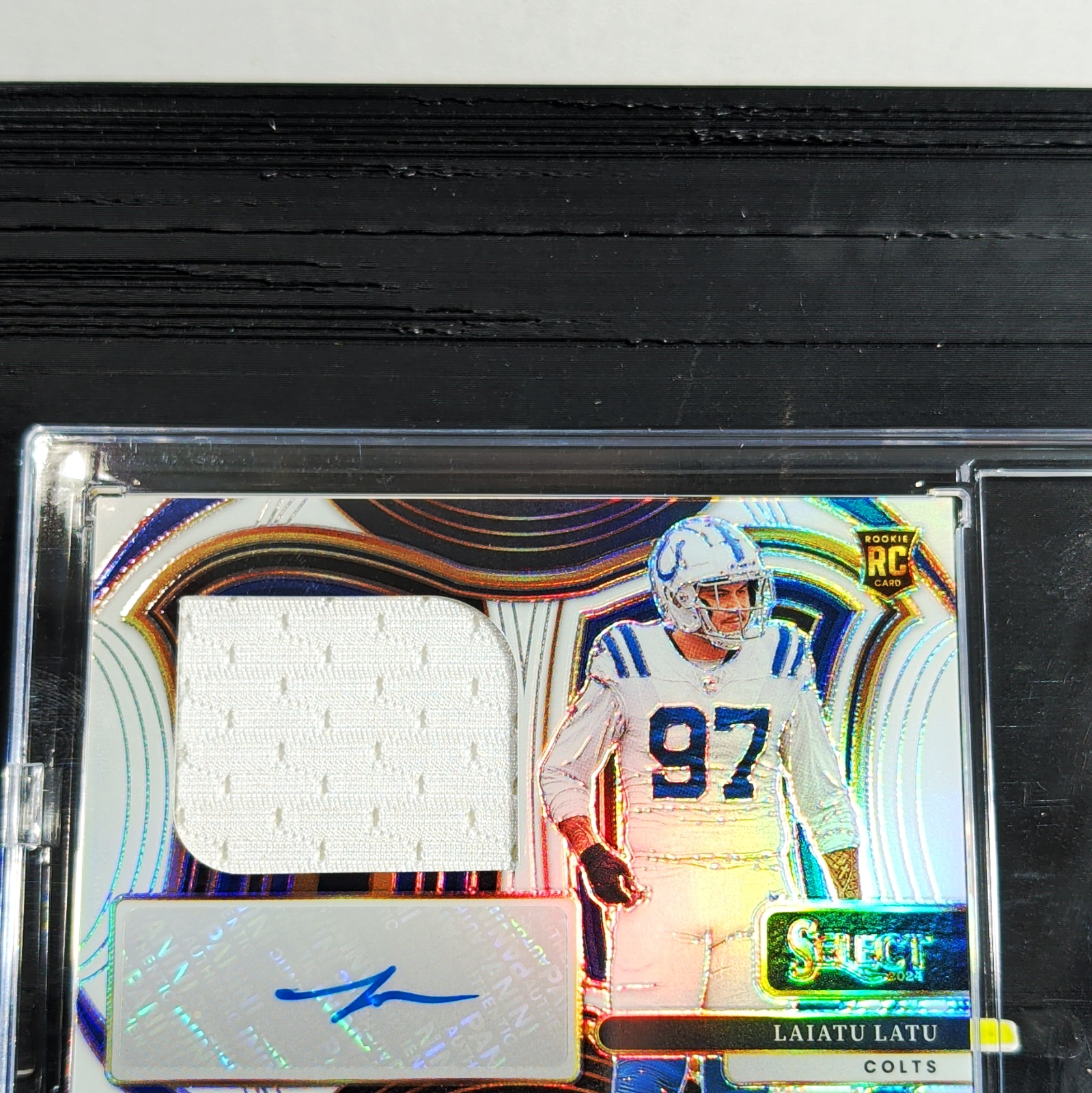 Panini 2024 Select Jumbo Rookie Swatches Laiatu Latu White Prizm /75 Colts