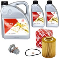 MotoröL Set Febi SAE 5W-40 7 Liter + ÖLfilter + Schraube FüR BMW X3 2.5 3.0 7Er