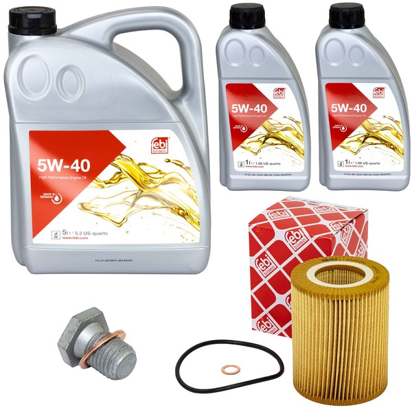 MotoröL Set Febi SAE 5W-40 7 Liter + ÖLfilter + Schraube FüR BMW X3 2.5 3.0 7Er-image