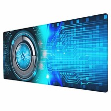Blue Cyber Gaming Mouse Pad Digital Echnology Futuristic Design Large Mousepa...