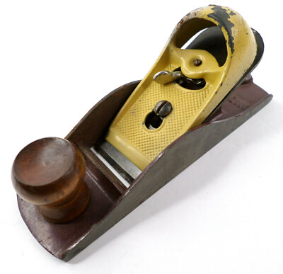 Vintage Stanley Two Tone Hand Plane BROWN & YELLOW 6-1/2'' x 1-15/16'' USA Made