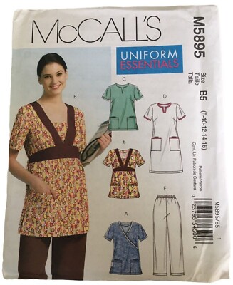 McCalls Sewing Pattern M5895 Nursing Scrubs Uniform Essentials Top Pants 8-16 UC