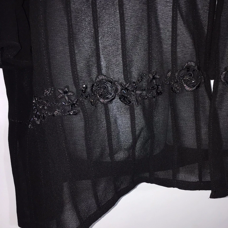 Miss Dorby 女式遮盖领带上衣 18 码黑色透明 Georgette 雪纺 — 第 4/4 张图片