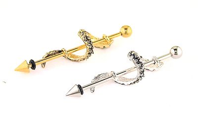 Surgical Steel Tentacle Wrapped Industrial Barbell Earring 14 Gauge