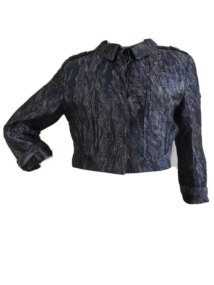 MATTHEW WILLIAMSON H&M NAVY CROPPED JACKET MEDIUM UK 12 US 8 MEDIUM NEW RARE - Image 3 of 4