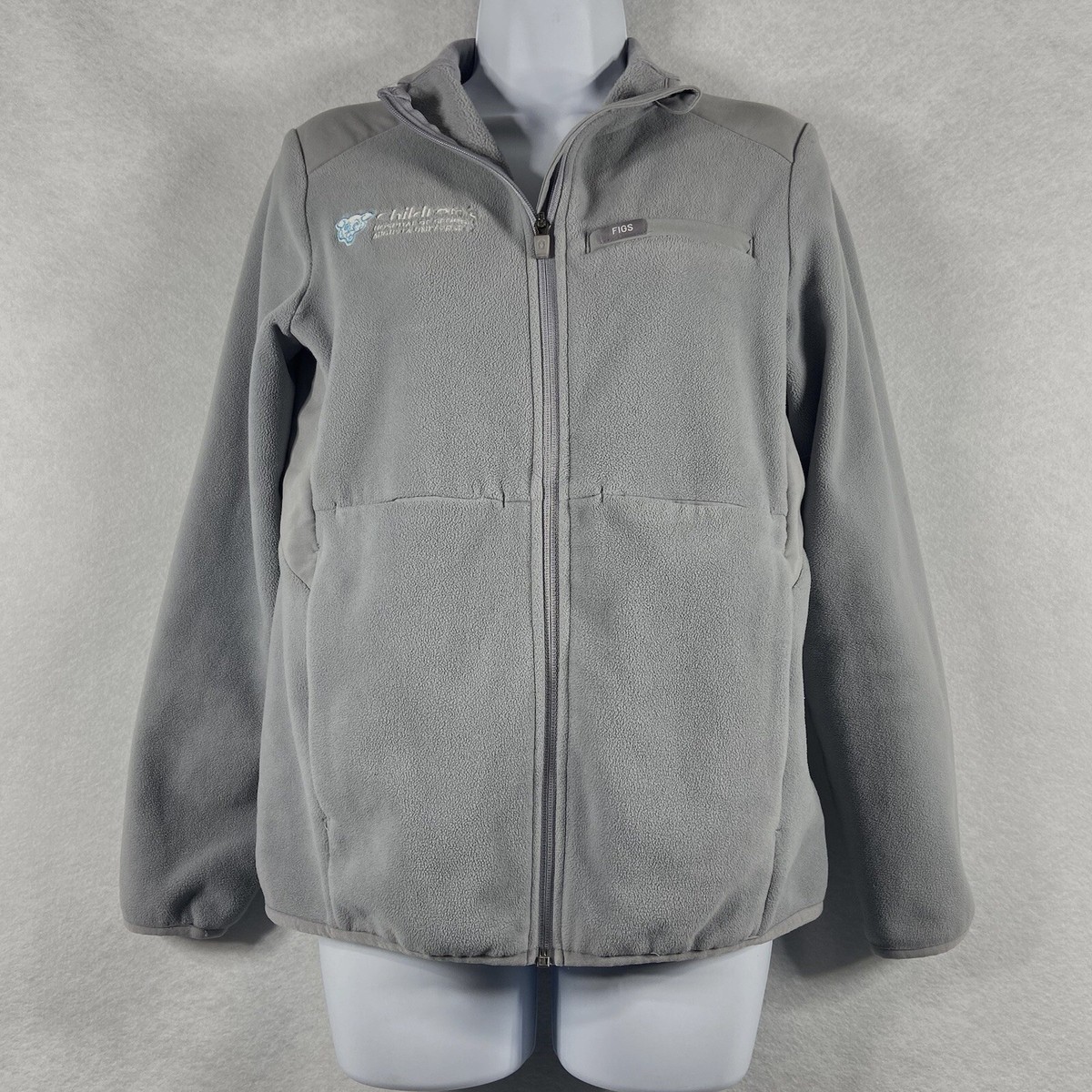 Figs Jacket Womens Small Gray Fleece Full Zip Embroidered Medical