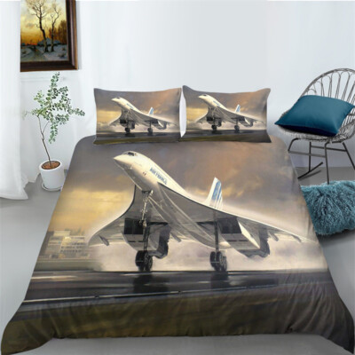 Bettbezug Home Bettwäsche 3D Flugzeug Druck Kissenbezug King Queen Bett Set