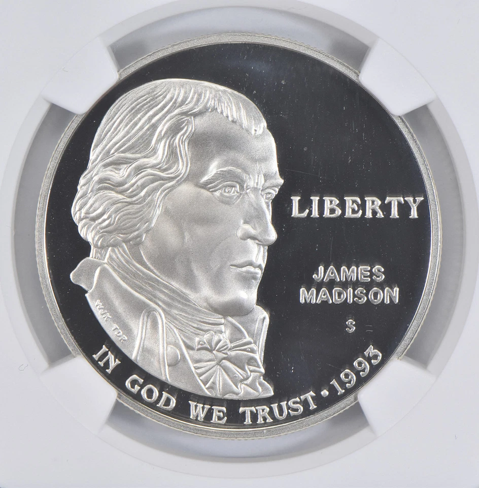 1993 S James Madison Commemorative Proof Silver Dollar NGC PF70 - Image 3 of 4