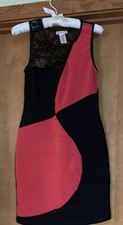 Wishes Wishes Wishes Black/Orange Lace Stretchy Size L dress