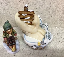 M I Hummel Goebel Winter Adventure Figurine with Slalom Slopes Scape NEW BOX
