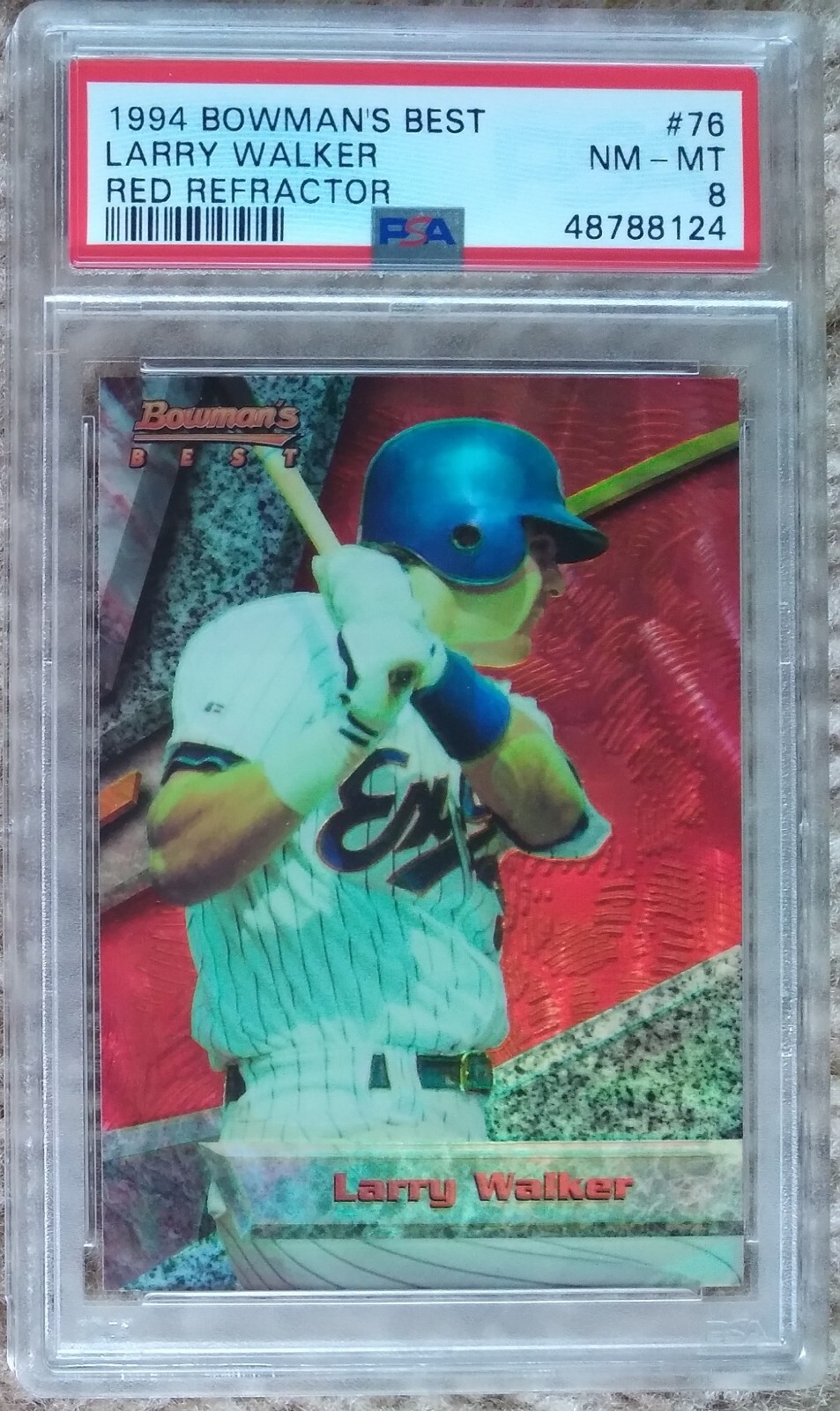 1994 Bowman’s Best Red Refractor Larry Walker PSA 8 Hall of Famer