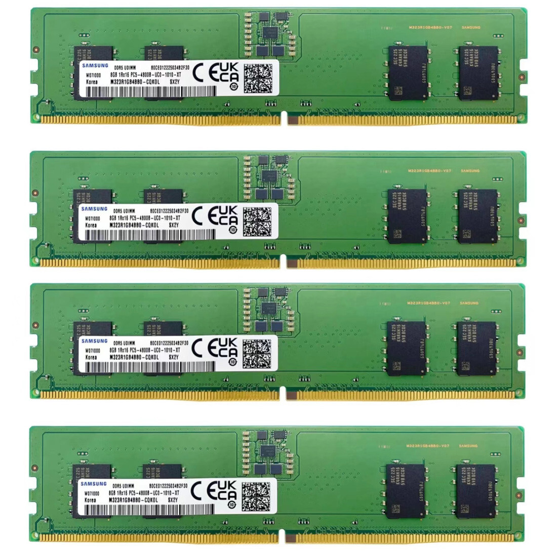 SAMSUNG　PC5 4800　8G2枚　M323R1GB4BB0-CQKOL New Samsung 32GB 4X8GB DDR5 4800MHz PC5-38400 UDIMM Memory Ram
