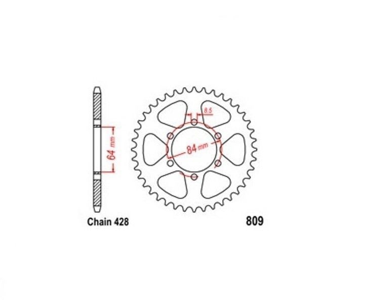 Roue a Chaine 428 de 53 Dents en Acier Renforce pour Suzuki TS100ER