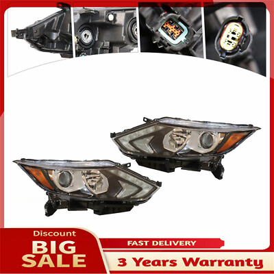 Pair Fit 2017-2019 Nissan Rogue Sport Halogen LED Projector Headlights Headlamps