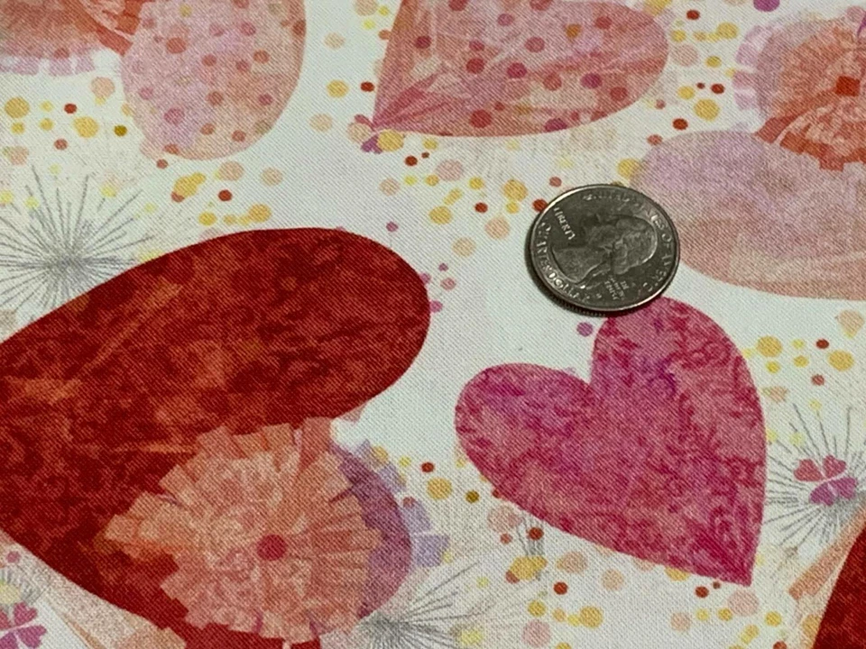 Tela All My Love Hearts Confeti sobre Algodón Blanco QT 1/4 Yarda 7525-Z Foto 3 de 4