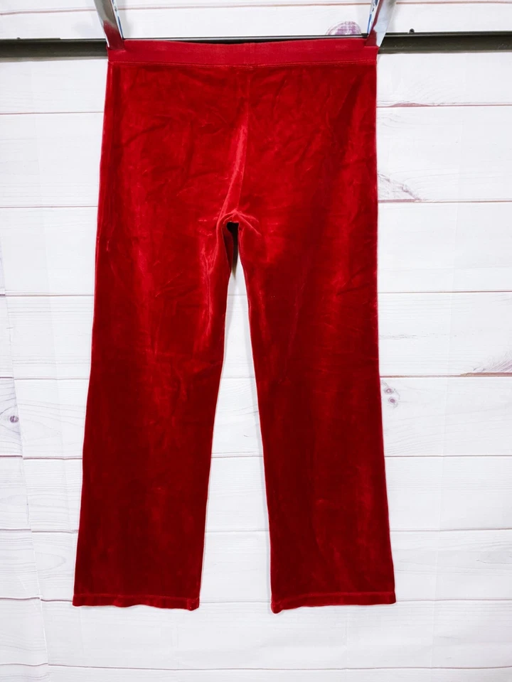 Pantalones deportivos Moda International de terciopelo para mujer talla M rojos con cordón Foto 4 de 4