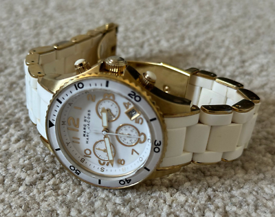 marc jacobs mbm2546 rock white gold ladies chronograph watch  display picture 2